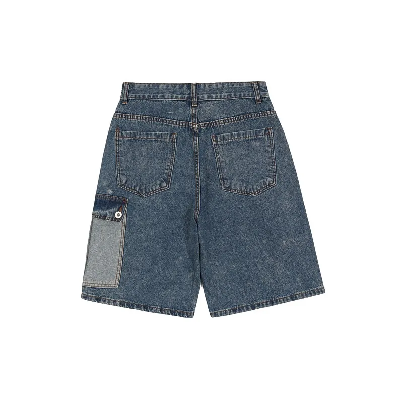 Gewassen Denim Short Voor Heren, Relaxte Stretch Jean Shorts Cargoshorts, Ruige Boardshorts