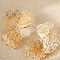 Pendientes de Estilo Europeo y Americano de Moda para Mujer, Diseño de Flor Hueca Grande, Pendientes de Metal, Joyería de Moda Versátil