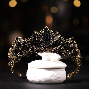 Mahkota Tiara wanita, Perhiasan untuk wanita kristal Ratu mahkota hitam pernikahan Tiara untuk pengantin ulang tahun Quinceanera kontes Prom headpiece - Product Image 4