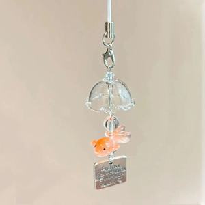 Colgante de resina plástica semielaborado estilo Instagram con diseño de pez dorado, estilo ensueño, el más vendido, con cuentas, para teléfono móvil, tipo campanilla de viento. - Product Image 4