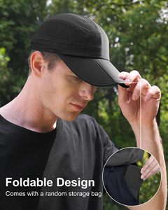 Casquette pliable <span class=keywords><strong>en</strong></span> maille respirante à 5 panneaux, noire, légère, <span class=keywords><strong>en</strong></span> tissu nylon à séchage rapide, style camper - Product Image 4