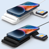 Station de charge sans fil magnétique pliable 3 en 1, charge rapide 15W, support portable pour téléphone, montre et écouteurs