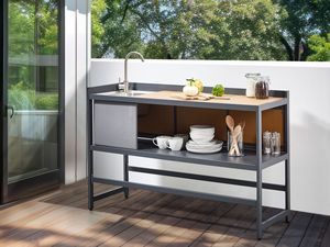 Conjunto de Cocina Modular para Exteriores AJUNION, Conjunto de Muebles de Cocina de Acero Inoxidable con Fregadero y Carrito - Product Image 3