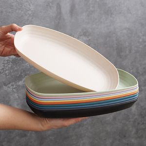 จานทรงรีเป็นมิตรกับสิ่งแวดล้อมจานทรงรีทำจากฟางข้าวสาลีถาดนึ่งและ<span class=keywords><strong>อบ</strong></span>แบบเรียบง่ายใช้ในบ้าน - Product Image 2