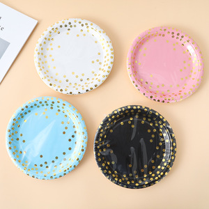 Assiettes en papier à pois créatives de 7 pouces, jetables, best-sellers, pour anniversaires, mariages, Saint-Valentin - Product Image 5