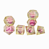Jeu de dés liquides Polyhedron en feuille d'or, accessoires de jeu de table RGP, dés à noyau liquide en résine D&D, cadeaux