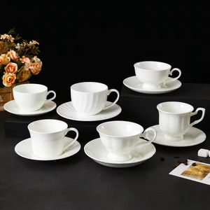 Ensemble de soucoupe tasse à café en céramique de Chine avec cuillère impression de logo personnalisé blanc pur pour le thé - Product Image 4
