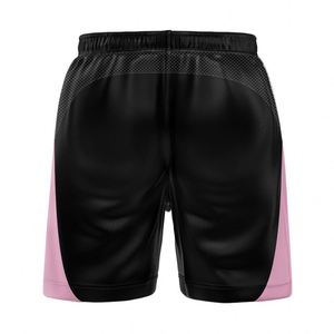Shorts de football unisexes tendance européens et américains, respirants, à séchage rapide, taille élastique, en polyester, couleur unie rose - Product Image 2