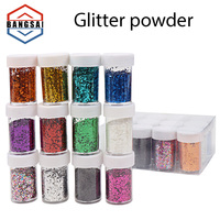 Polvo de purpurina de colores surtidos en botella mezcladora prellenada de fábrica, material para manualidades DIY, para moldeo de epoxi, fabricación de slime y adornos festivos