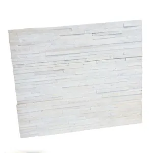 White Quartzite slab Culture Stone 10*40*1.2cm strips for wall cladding panel