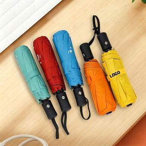 Wholesale 21 Inch 8 Bone Wholesale Promotional Gift Custom Logo Print 3 Folding Umbrella Light Weight Umbrella With Logo - Product Image 1