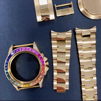 Montre mécanique de sport de plongée pour homme, luxe, 40 mm, plaqué or rose, lunette sertie de moissanite, cadran noir incrusté de diamants
