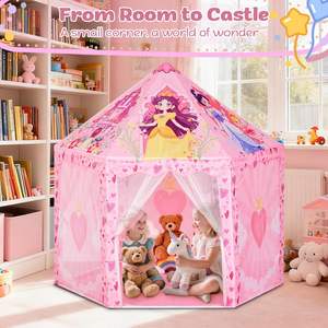 Nouvelle tente de jeu pour filles en forme d'hexagone, grand château d'intérieur, espace de jeu imaginatif et rêveur pour les enfants de 3 à 8 ans - Product Image 3