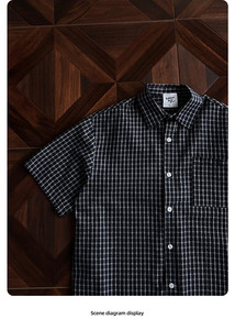 Camisa de Franela Personalizada para Hombre, Estilo Japonés Retro, con Bloques de Color, Transpirable, Bordada, con Cuello Camisero y un Solo Botón - Product Image 2
