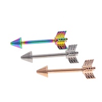Anneau de piercing pour le mamelon en acier inoxydable de calibre 14, forme de flèche, pour piercing industriel, bijoux de piercing corporel