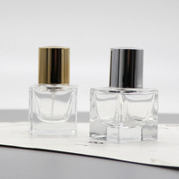 Flacon pulvérisateur atomiseur pressurisé à col serti en verre, 18 ml, carré, pour parfum, fragrance, huile essentielle, avec pompe