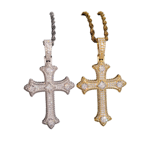 Starspire Sin Aranceles, Certificado GRA, Plata de Ley 925 Chapada en Oro, Estilo Hip Hop, con Incrustaciones de Diamantes Moissanite VVS, Colgante de Cruz - Product Image 1