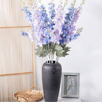 Delphinium Ajacis bunga sutra Larkspur putih biru buatan dengan batang untuk dekorasi rumah taman pernikahan hiasan Natal