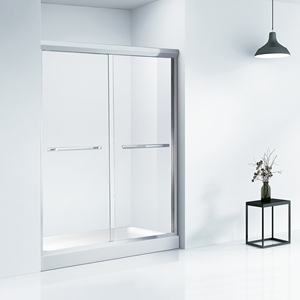 Puerta de Ducha para Hoteles, Vidrio Templado con Marco de Aluminio Cepillado, Puerta <span class=keywords><strong>Corredera</strong></span> Doble para Baño - Product Image 6