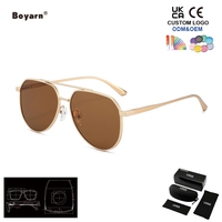 Lunettes de soleil Boyarn classiques en métal à double pont, nouveau logo personnalisable, lunettes de soleil pour femmes, lunettes classiques pour hommes