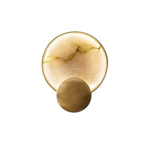 Lámpara de pared de luna de cobre de mármol Natural redonda moderna Led Hotel hogar sala de estar dormitorio pasillo aplique de pared accesorio de iluminación - Product Image 6