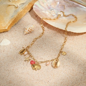 KITI Trendy plaj Charms kolye 18K altın kaplama paslanmaz çelik yaz tatil kolye takı kadınlar için - Product Image 5