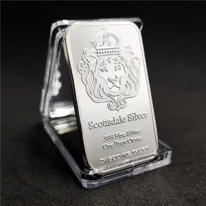 High Quality Embossed Lion Carriage Goddess Silver Plating Bar One Troy Ounce 1 OZ 999 Silver Bullion Scottsdale coin