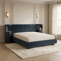 Meubles de luxe uniques en leur genre, chambre à coucher moderne, lit king size bleu avec tables de chevet intégrées