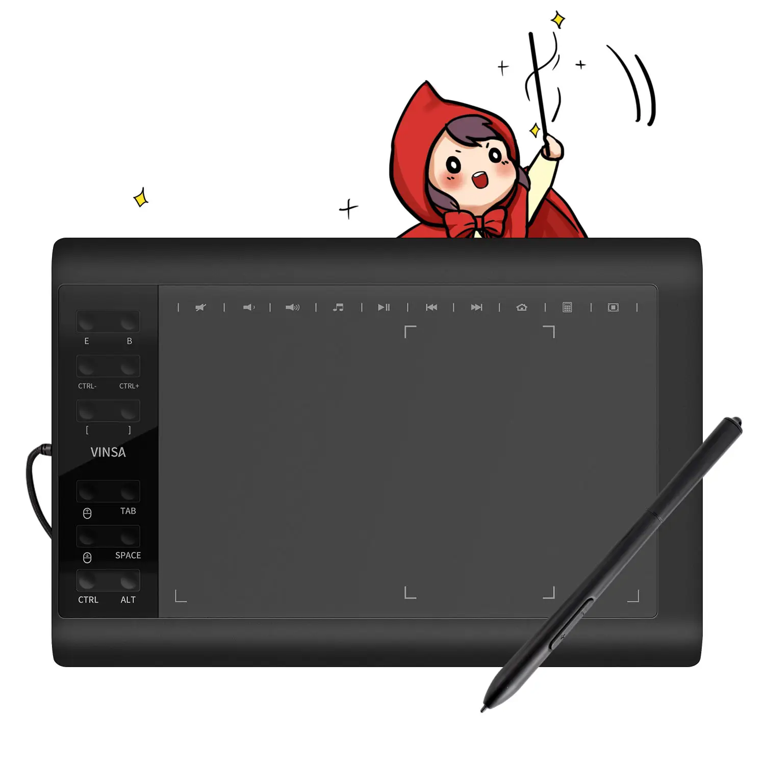 Vinsa 1060Plus การเขียนกราฟิกแท็บเล็ต10X6นิ้วสำหรับครูพร้อม Emr Stylus Graphic Tablet