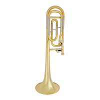 Tenor Trombone F/Bb Key Gold Lacquer Brass Bass Range Portable Instrument