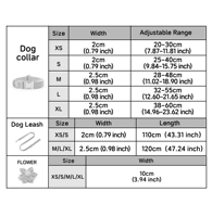 Ensemble collier et laisse pour chien en velours doux avec ornement floral assorti, kit de collier et laisse réglables pour la promenade quotidienne des animaux de compagnie