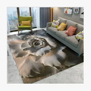 New Rose Flower Pattern Carpet Printed Flannel Area Rug Room Floor Printed Carpet For Living Room Bedroom Home Decorative Crapet