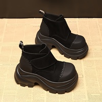 Nouvelles Bottines Plateformes Tendance pour Femme Automne 2026, Talon Épais Discret de 9 cm, Fermeture Auto-agrippante, Style Décontracté à Talon Haut