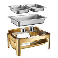 Ensemble Buffet de Luxe Professionnel en Acier Inoxydable Doré pour Hôtellerie, Chauffe-Plat Buffet, Fabricants de Réchauds