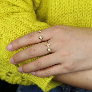 Khuyến Mãi Trang Sức Nữ Bằng Bạc Sterling 925 Trang Sức Tinh Tế Xinh Xắn Mắt Mèo Lửa Màu Trắng Nhẫn Ngôi Sao Mặt Trăng - Product Image 6