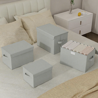 Boîte de rangement pliable en forme de cube avec couvercle, organisateur de chaussures empilable, capacité de 20 à 35 L, conteneur gris pour la maison, multi-usages