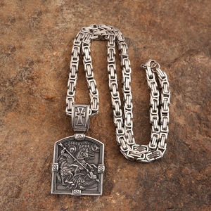 Joyería religiosa, collar de cadena de rey de acero inoxidable, collar cristiano para hombres, collar de Jorge San, joyería - Product Image 4