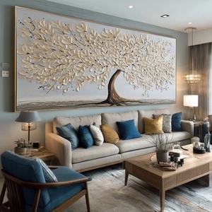 Peinture originale sur toile texturée 3D, arbre, faite à la main, grande taille, décoration murale, peinture originale pour la maison et la galerie - Product Image 4