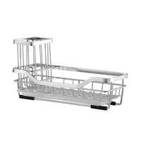 Égouttoir à éponge double niveau en acier inoxydable, non pliable, pour cuisine, étagère de rangement multifonctionnelle pour comptoir, pour vaisselle