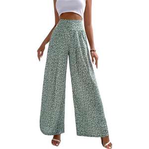 Nouveau Floral imprimé mode jambe large neuf longueur pantalon pour femme été quotidien lâche élastique taille haute léger Long pantalon - Product Image 5
