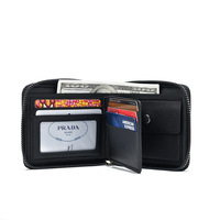 Dompet Pria Vintage Kulit PU dengan Kantong Koin, Dompet Kartu Kecil Unisex, Dompet Uang dengan Resleting