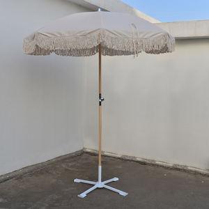 <span class=keywords><strong>Parasol</strong></span> de plage vintage à franges-Parapluie en toile extra large avec imprimé floral, durable et portable pour les centres de villégiature et les jardins - Product Image 1