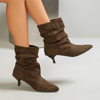 Bottes mi-mollet pour femmes, style 2026, légères, respirantes, avec doublure en maille et talon aiguille, pour le commerce extérieur