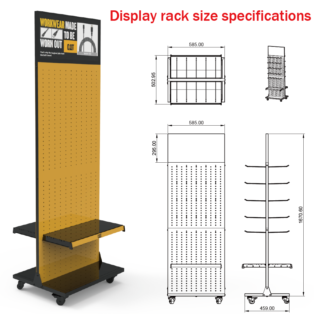 Apache Custom Light-Duty Metal Movable Roller Floor Standing Pegboard Mobile Phone Accessory Display Stand With Hooks for Store — view 5