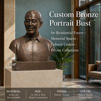 Buste de portrait personnalisé en bronze, sculpture artisanale en métal, taille réelle, finition antique, fait main, durable, décoration pour la maison, le musée ou le centre.