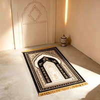 Tapis de prière islamique moderne, lavable, imprimé en 3D, décoré de pompons, tapis de prière portable pour la maison, la mosquée, les voyages