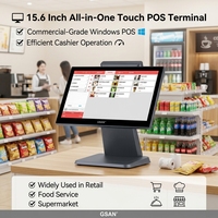 Système de point de vente tactile tout-en-un en aluminium 15,6 pouces, caisse enregistreuse pour supermarché, matériel de point de vente avec écran VFD