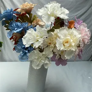 ดอกชบา O-272ดอกไม้ประดิษฐ์อุปกรณ์ตกแต่งบ้านงานแต่งงานดอกไม้ผ้าไหมสีขาว