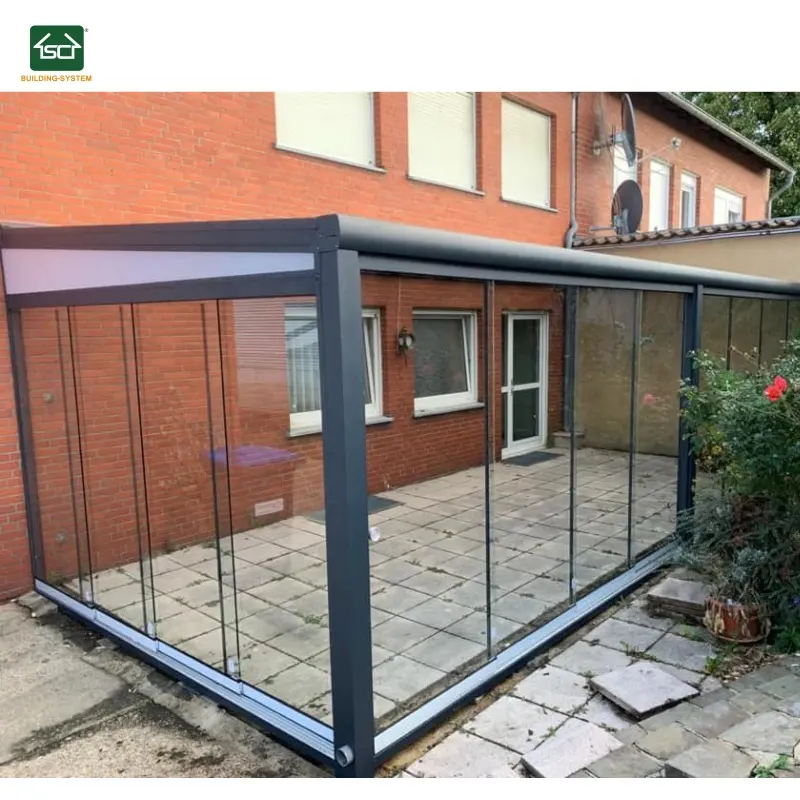 Sala de jardín de vidrio y aluminio con veranda prefabricada de último diseño aprobada por CE