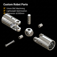 Pièces de joint de robot industriel usinées CNC 5 axes de haute précision ±0,005 mm, pièces de joint cardan métalliques personnalisées pour bras robotique